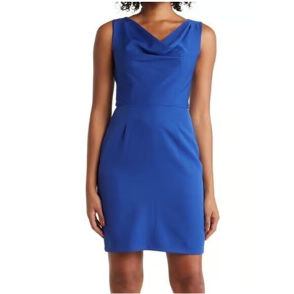 Size 12 ROYAL BLUE SAM EDELMAN COWL NECK SHEATH DRESS Nordstrom‎ Classic Party - Picture 1 of 9